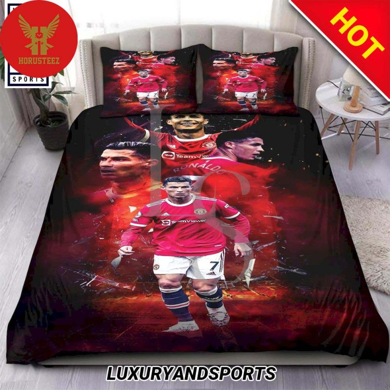 Mu Fc Cristiano Ronaldo Black Background Bedding Set Horusteez