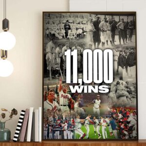 Atlanta Braves 11000 Wins In MLB Franchise History Home Decor Poster Canvas