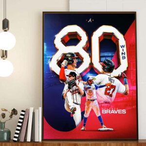 Atlanta Braves 80 Wins Official Poster Home Decor Poster Canvas
