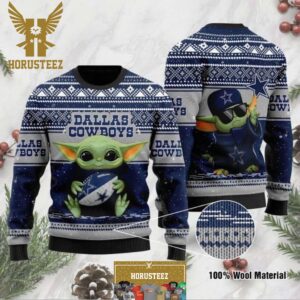Baby Yoda Hug Ball x Dallas Cowboys Holiday Ugly Sweater