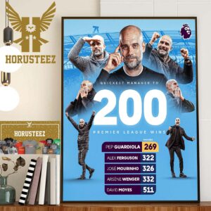 Congratulations to Pep Guardiola Is The Quickest Manager To Reach 200 Premier League Wins Home Decor Poster Canvas