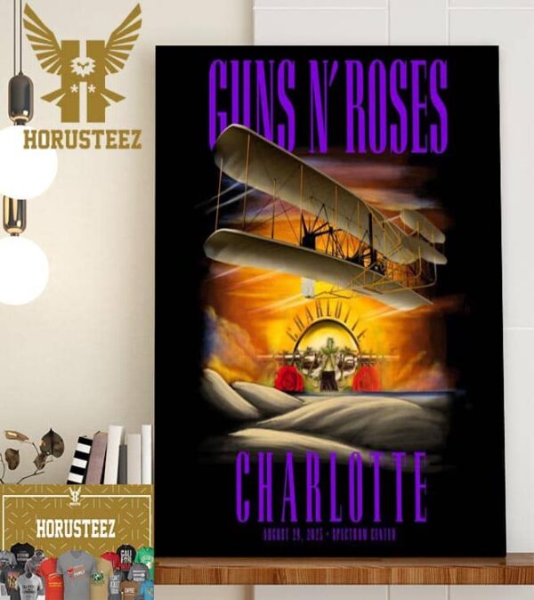Guns N Roses North America 2023 Tour Charlotte Spectrum Center August 29th 2023 Home Decor Poster Canvas