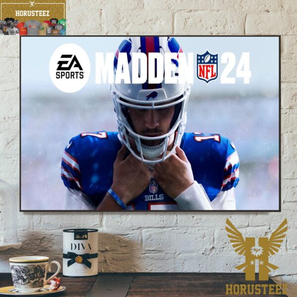 Josh Allen On Cover EA Sports Madden NFL 24 Home Decor Poster Canvas