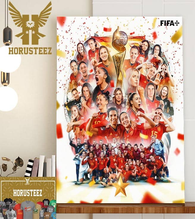 Official Poster For Spain Are The 2023 FIFA Womens World Cup Champions Home Decor Poster Canvas