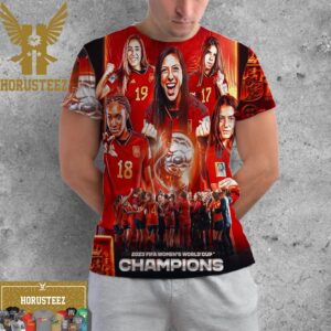 Official Poster For The 2023 FIFA Womens World Cup Champions Are Spain All Over Print Shirt