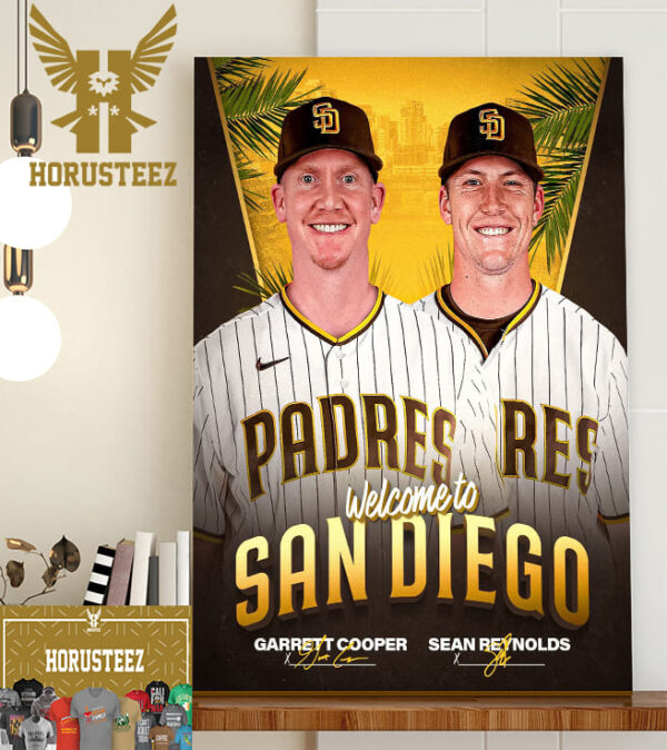 Welcome To San Diego Padres Garrett Cooper And Sean Reynolds From The Marlins Home Decor Poster Canvas