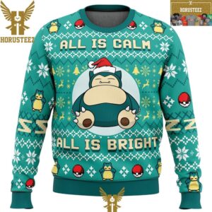All Is Calm All Bright Snorlax Pokemon Christmas Holiday Ugly Sweater