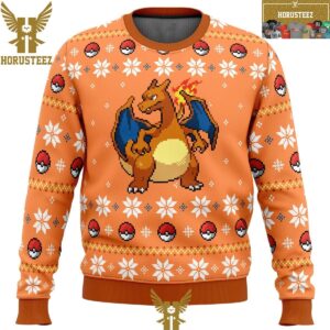 Anime Blaze Charizard Orange Pokemon Christmas Holiday Ugly Sweater