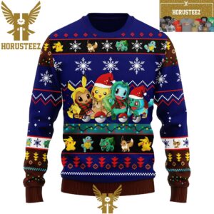 Anime Cute 4 Friends Pokemon Christmas Holiday Ugly Sweater