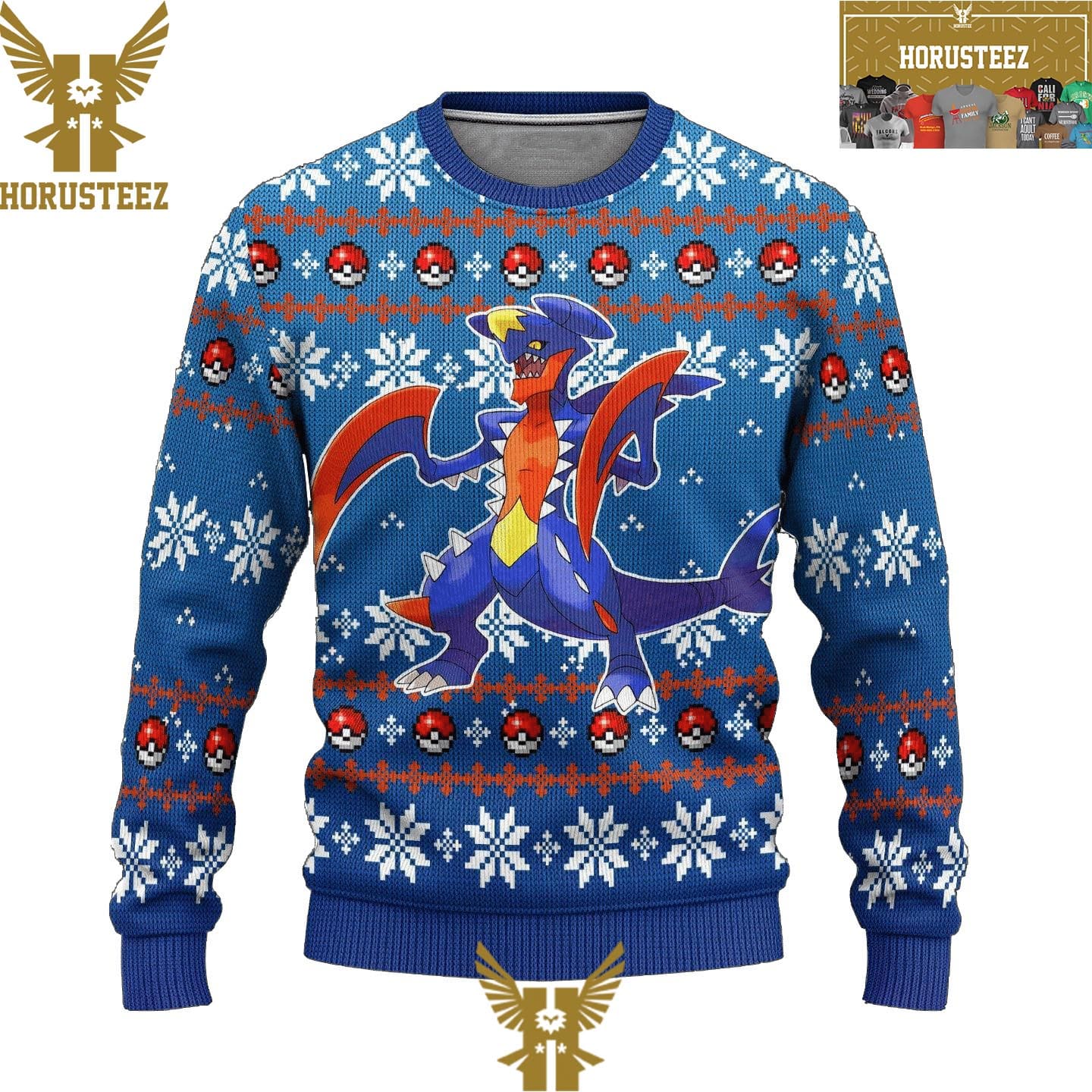 Anime Garchomp Blue Pokemon Christmas Holiday Ugly Sweater