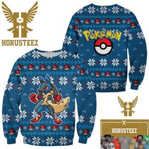 Anime Lucario Pokemon Christmas Holiday Ugly Sweater