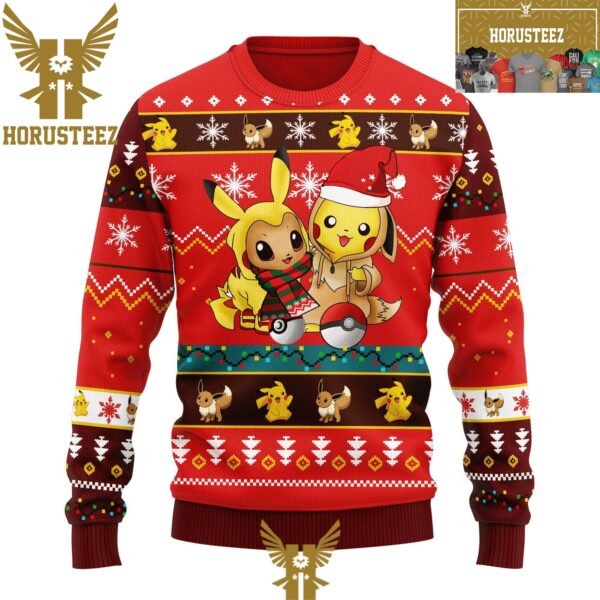 Anime Pikachu Red Pokemon Christmas Holiday Ugly Sweater