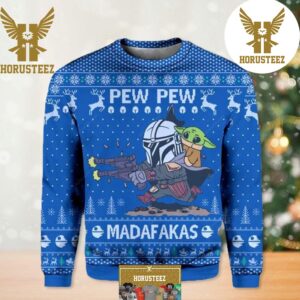 Baby Yoda Pew Pew Madafakas Star Wars Funny Christmas Ugly Sweater