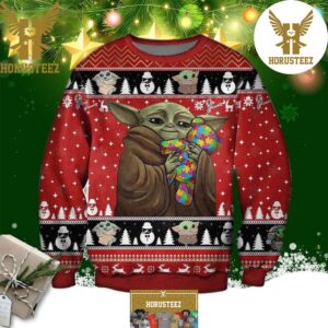 Baby Yoda With Puzzles Autism Gifts For Fan Star Wars Funny Christmas Ugly Sweater