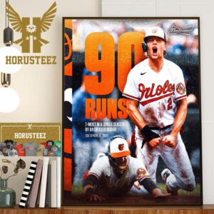 Baltimore Orioles Gunnar Henderson 90 Runs T-Most In A Single Season Home Decor Poster Canvas