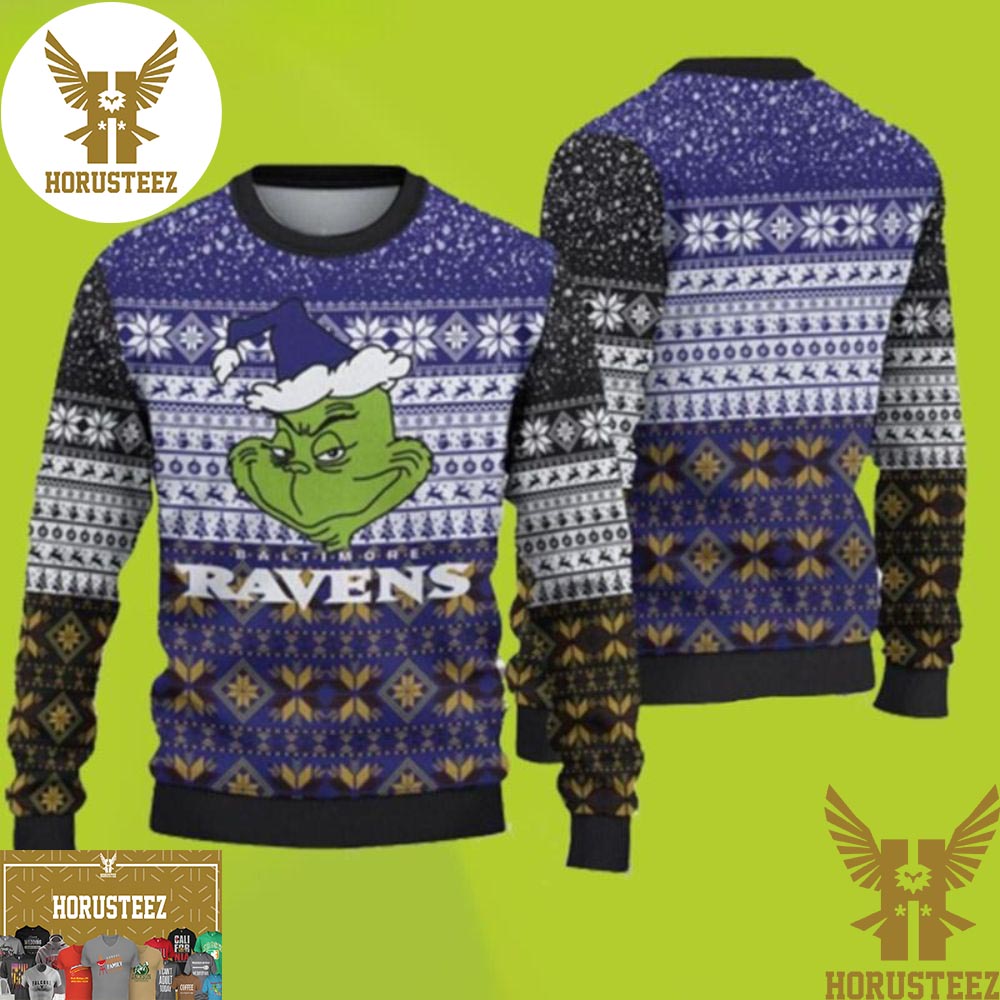 Baltimore Ravens Grinch Best Xmas Holiday Christmas Ugly Sweater