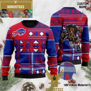 Buffalo Bills Custom Name Mascot Christmas Ugly Sweater