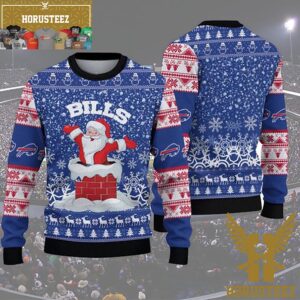 Buffalo Bills Funny Santa Claus In The Chimney Christmas Ugly Sweater