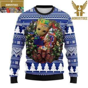 Buffalo Bills Groot Hug Football Christmas Wreath Christmas Ugly Sweater