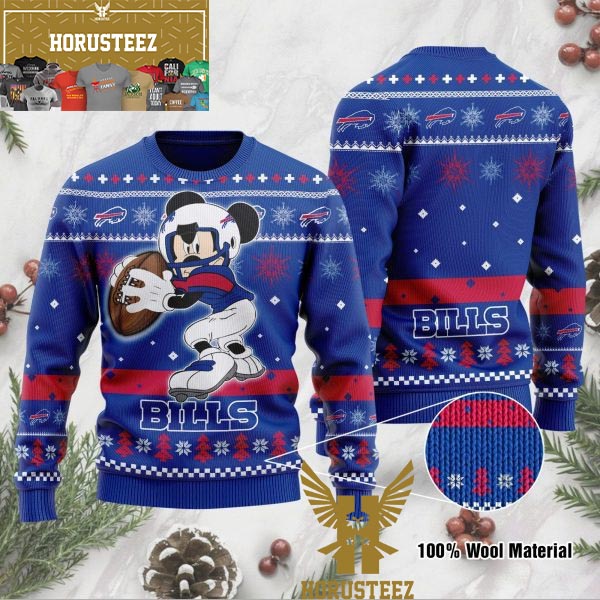 Buffalo Bills Mickey Mouse Disney Football Player Funny Christmas Ugly Sweater