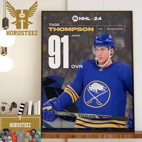 Buffalo Sabres Tage Thompson Rating At EA Sports NHL 24 Home Decor Poster Canvas
