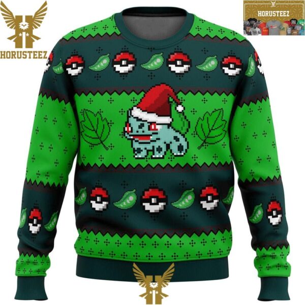 Bulbasaur Santa Hat Pokemon Christmas Holiday Ugly Sweater