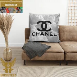 Chanel Signature Big Black Logo In The Chillin’ Cloud Background Decor Throw Pillow
