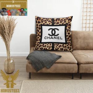 Chanel Signature Logo With Leopard Print Frame Pillow