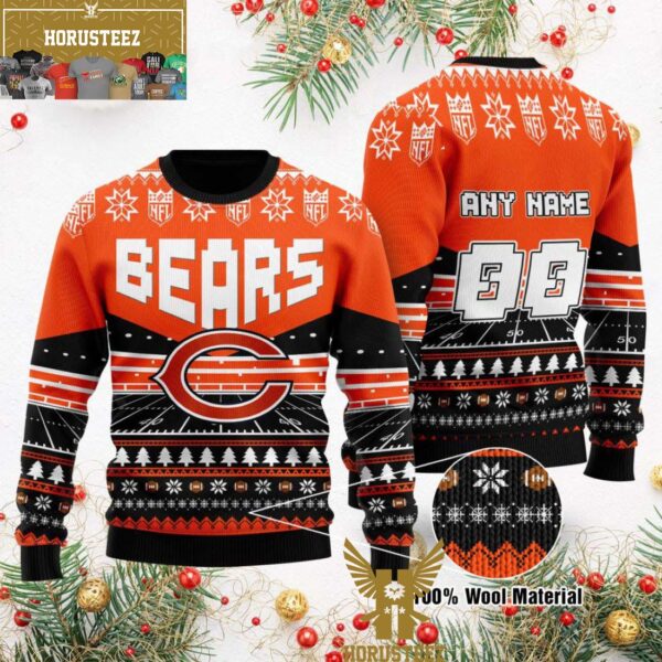 Chicago Bears Custom NFL Football Field Christmas Ugly Sweater