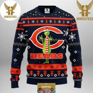 Chicago Bears Funny Grinch Snowfake Best For Xmas Holiday Christmas Ugly Sweater