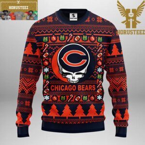 Chicago Bears Grateful Dead NFL Ugly Christmas Fleece Christmas Ugly Sweater