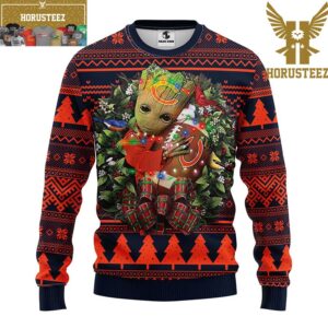 Chicago Bears Groot Hug NFL Christmas Ugly Sweater