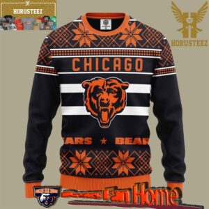Chicago Bears Logo Gift For NFL Fans Christmas Ugly Sweater