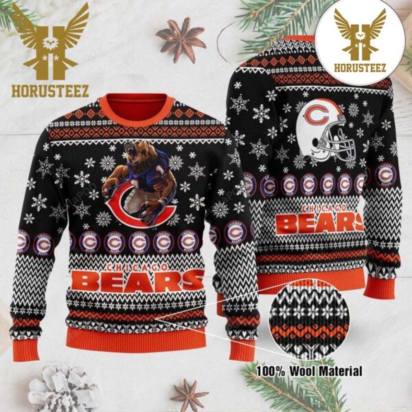 Chicago Bears Mascot Football Helmet Christmas Ugly Sweater