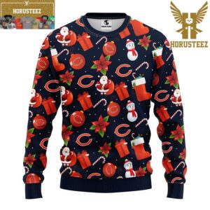 Chicago Bears Santa Claus Snowman Pattern Christmas Ugly Sweater