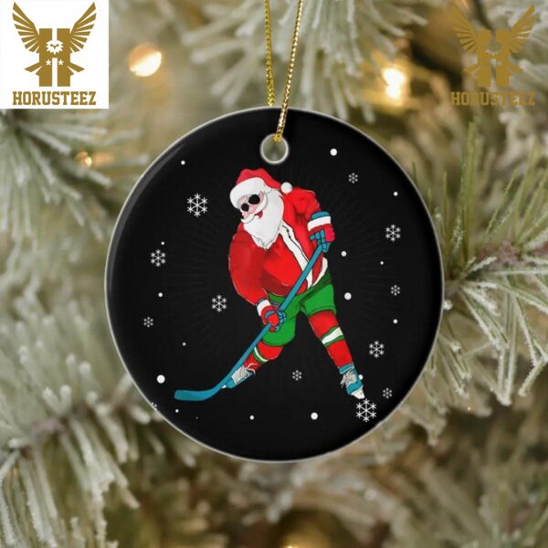 Christmas Santa Claus Player Ice Hockey Funny Christmas Tree Decorations Ornament