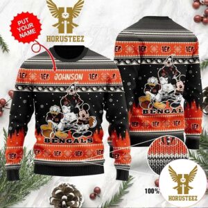 Cincinnati Bengals Christmas Disney Mickey Mouse Donald Duck And Goofy Ugly Christmas Ugly Sweater