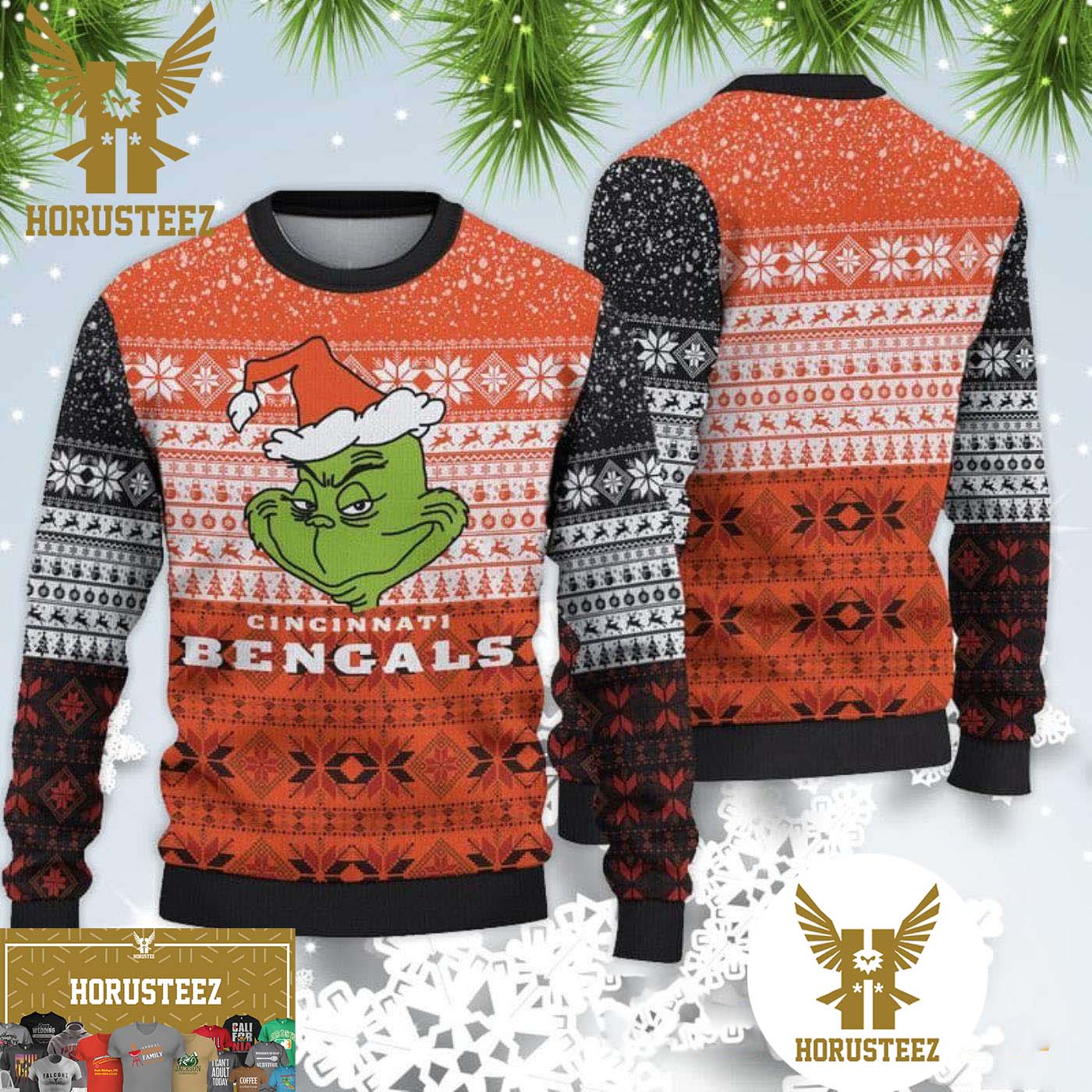 Cincinnati Bengals Christmas Grinch NFL Gifts For Fans Bengals Best For Xmas Holiday Christmas Ugly Sweater
