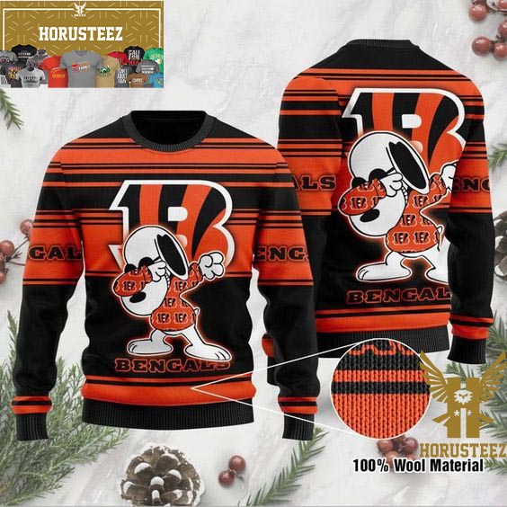 Cincinnati Bengals Dabbing Snoopy NFL Christmas Ugly Sweater