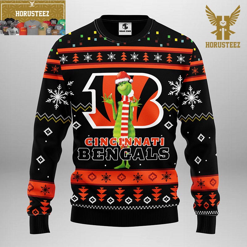 Cincinnati Bengals Funny Grinch Black Ugly Christmas Sweater