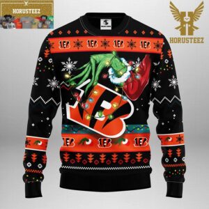 Cincinnati Bengals Grinch Christmas Light NFL Christmas Ugly Sweater