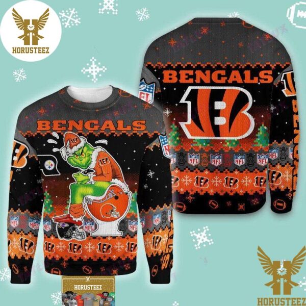 Cincinnati Bengals Grinch Toilet Best For Xmas Holiday Christmas Ugly Sweater