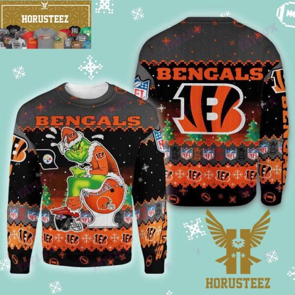 Cincinnati Bengals Grinch Toilet Christmas Ugly Sweater