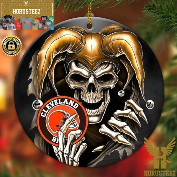 Cleveland Browns NFL Skull Joker Christmas Tree Decorations Ornament