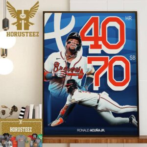 Congratulations To Ronald Acuna Jr Is The First Members Of The 40-70 Club In MLB Home Decor Poster Canvas