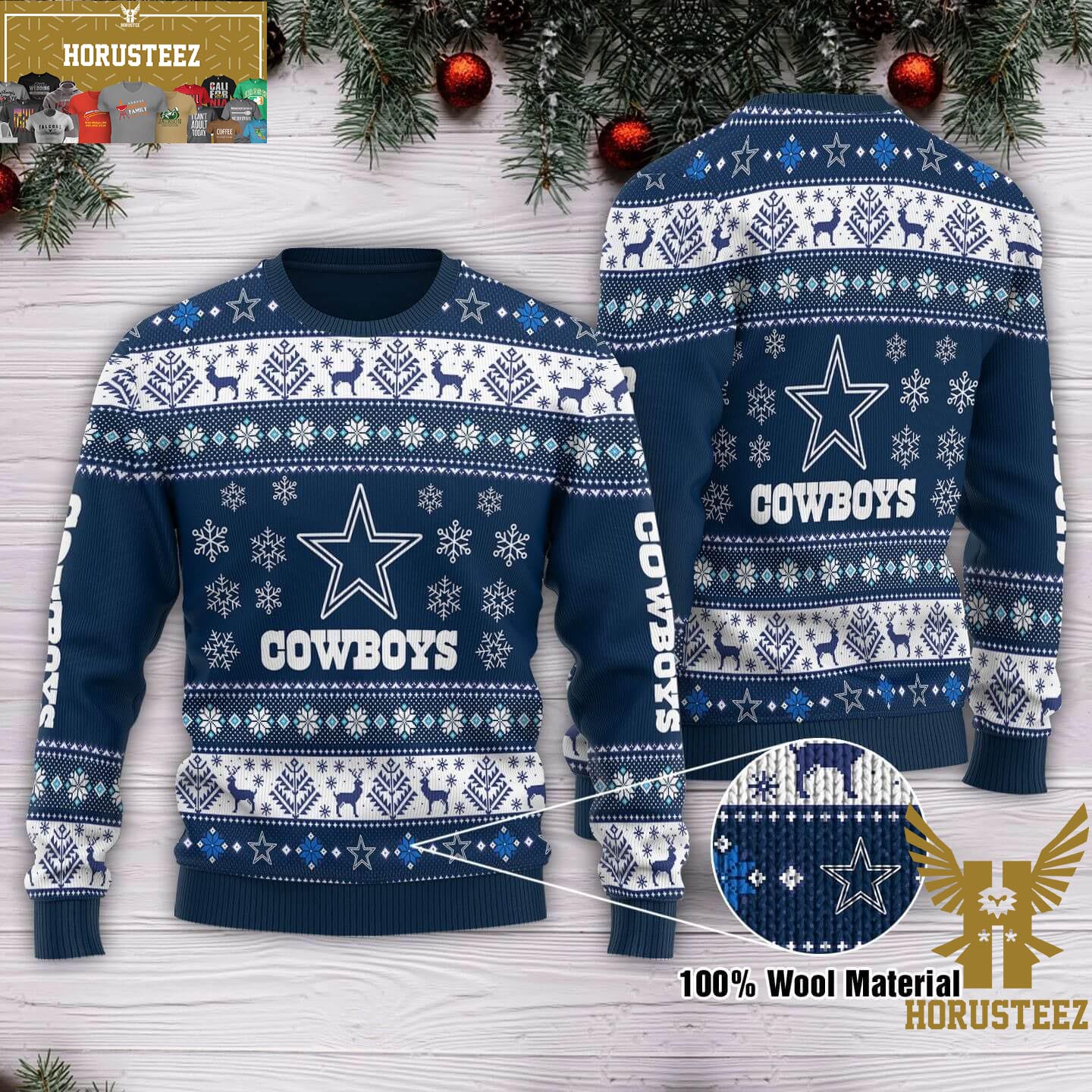 Cowboys NFL Snowflake Christmas Pattern Christmas Ugly Sweater