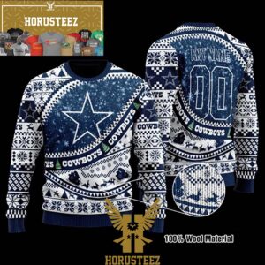 Custom Name Dallas Cowboys Ugly Christmas Sweater Zipper Effect Cowboys Christmas Ugly Sweater