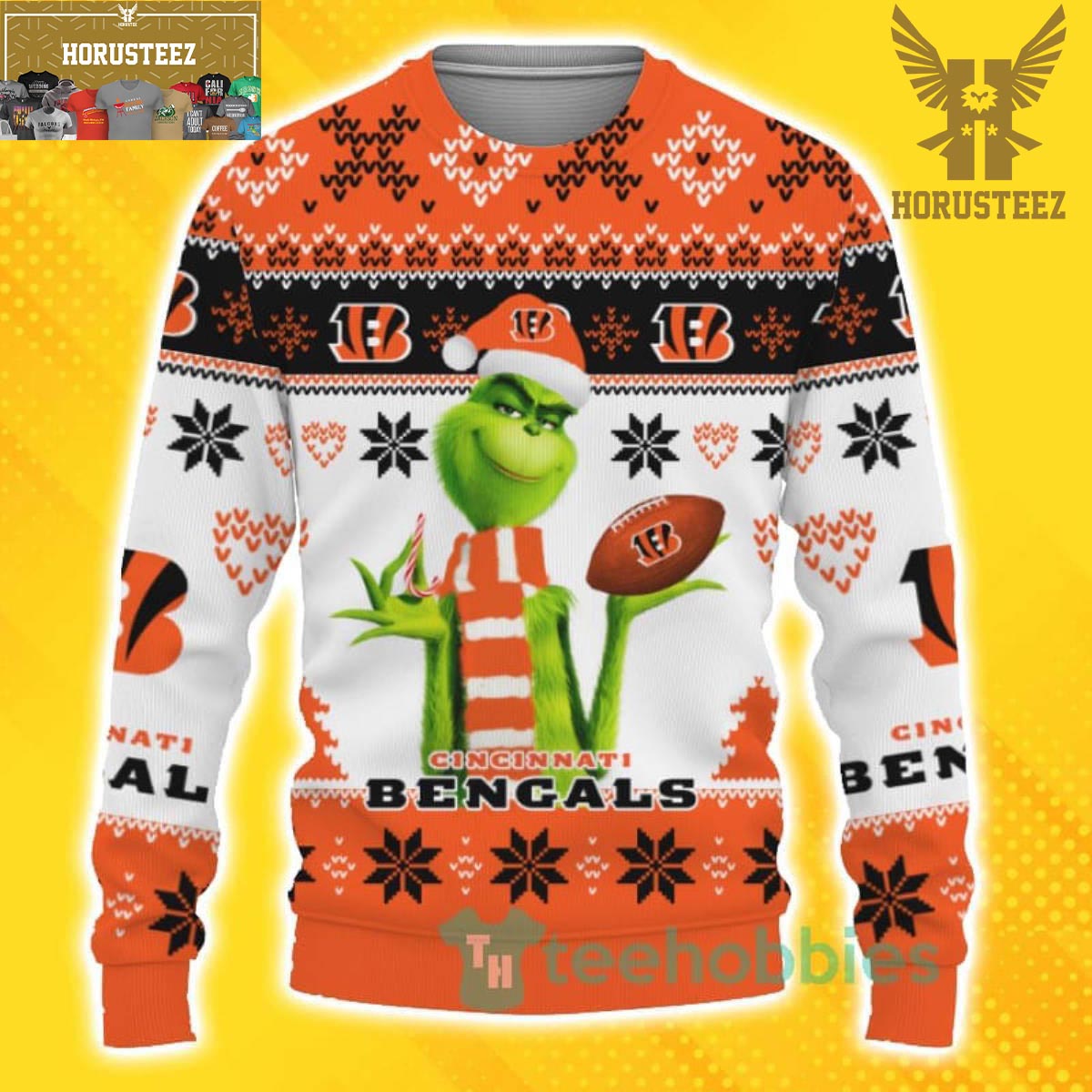 Cute Grinch American Football Cincinnati Bengals Gifts For Fans Christmas Ugly Sweater