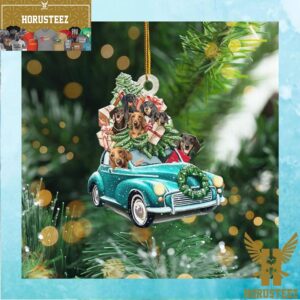 Dachshund On Car Decorated Xmas Gifts For Dog Lovers Christmas Tree Decorations Ornament