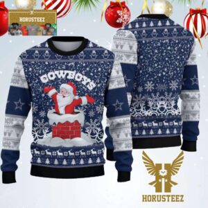 Dallas Cowboys Christmas Santa Claus Chimney Christmas Ugly Sweater